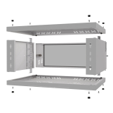 Komutācijas skapis 19" 4U, 350mm, stikla durvis, pelēks