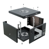 Komutācijas skapis 10" 4U, 300mm, stikla durvis, melns