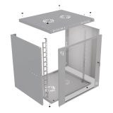 Komutācijas skapis 19" 12U, 450mm, stikla durvis, pelēks