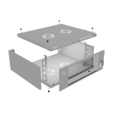 Komutācijas skapis 19" 4U, 450mm, stikla durvis, pelēks