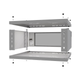 Komutācijas skapis 19" 4U, 450mm, stikla durvis, pelēks